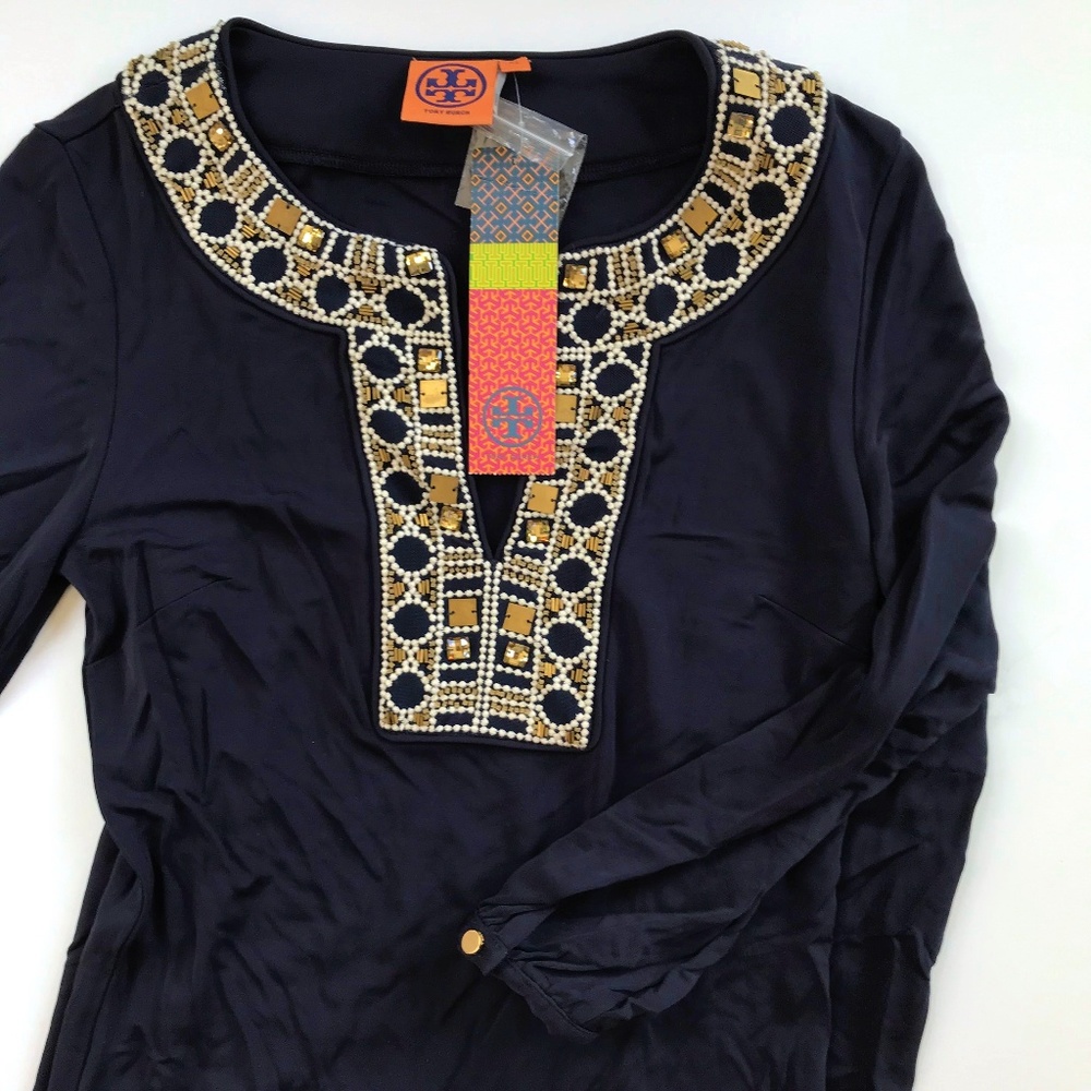 NWT Embellished Silk Jersey Knit dress